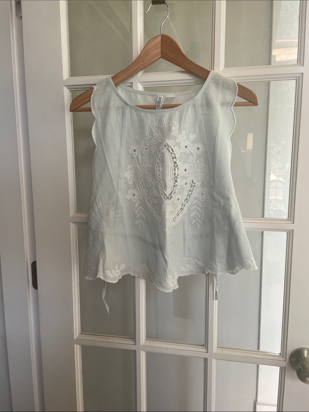 H&M Pale Blue Embroidered Sleeveless Tank